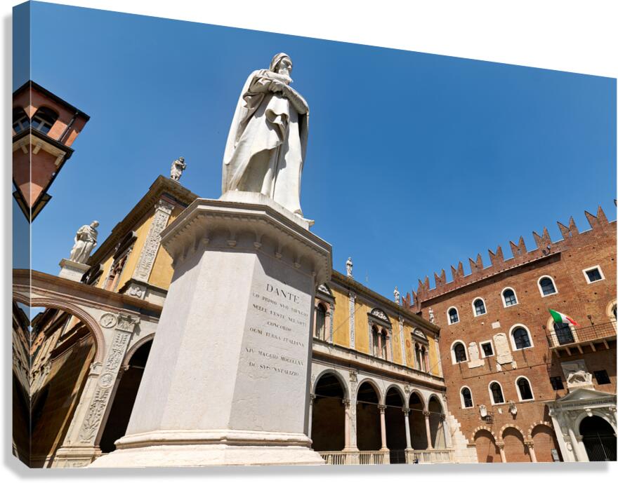 Verona Veneto Italy. Piazza dei Signori with the monument to Dante