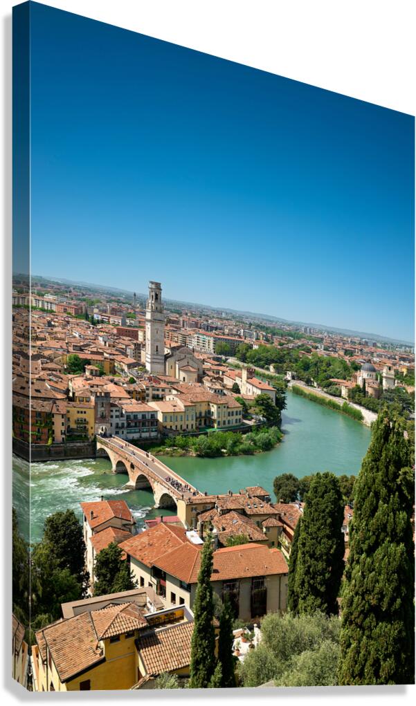 Verona Veneto Italy. Cityscape. The river Adige and Ponte Pietra Stone Bridge