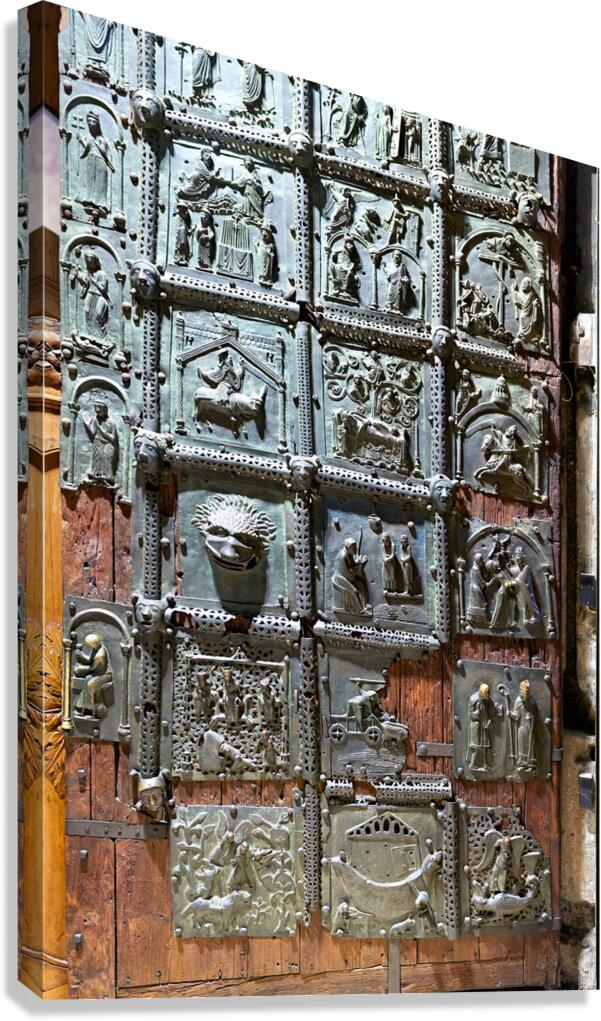 Verona Veneto Italy. The Basilica of San Zeno. The bronze entrance door