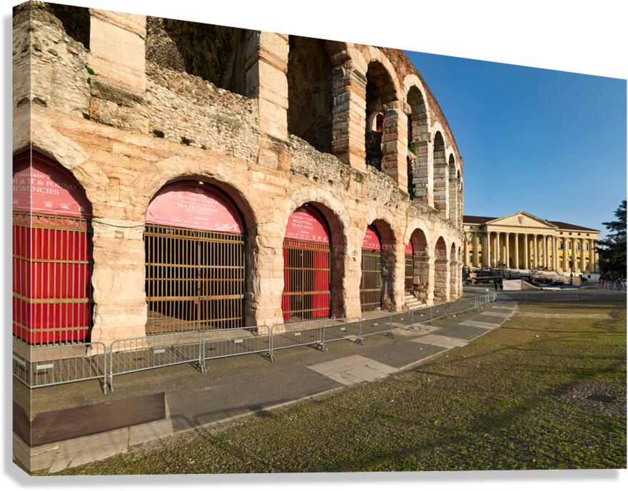 Verona Veneto Italy. The Verona Arena - Roman Amphitheatre and the Town Hall