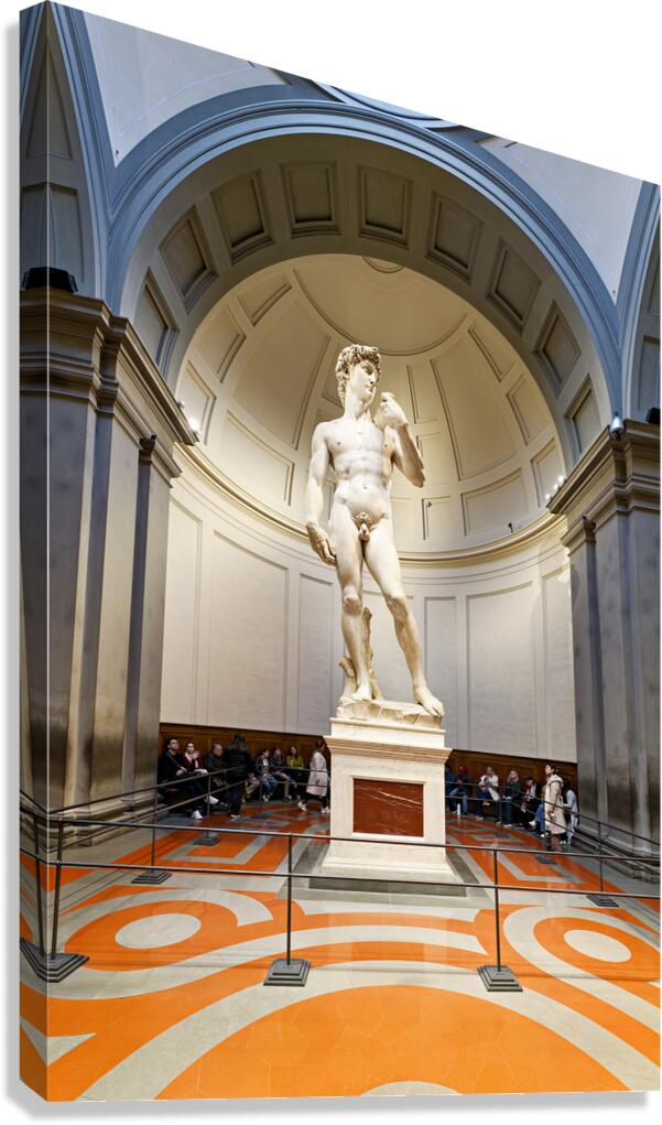 Florence Tuscany Italy. Gallery of the Academy of Florence. Interior of the gallery with Michelangelo David