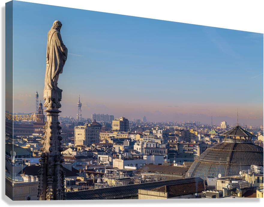 Milan Italy. The cityscape from the spires of the Duomo Cathedral