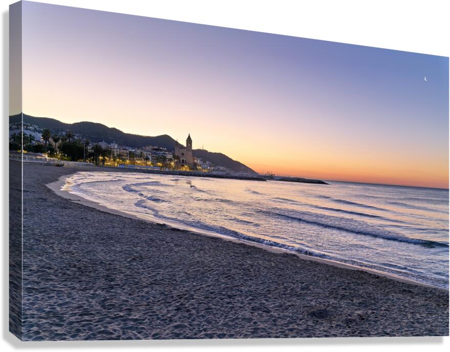 Sitges Catalunya Spain. Cityscape at sunrise