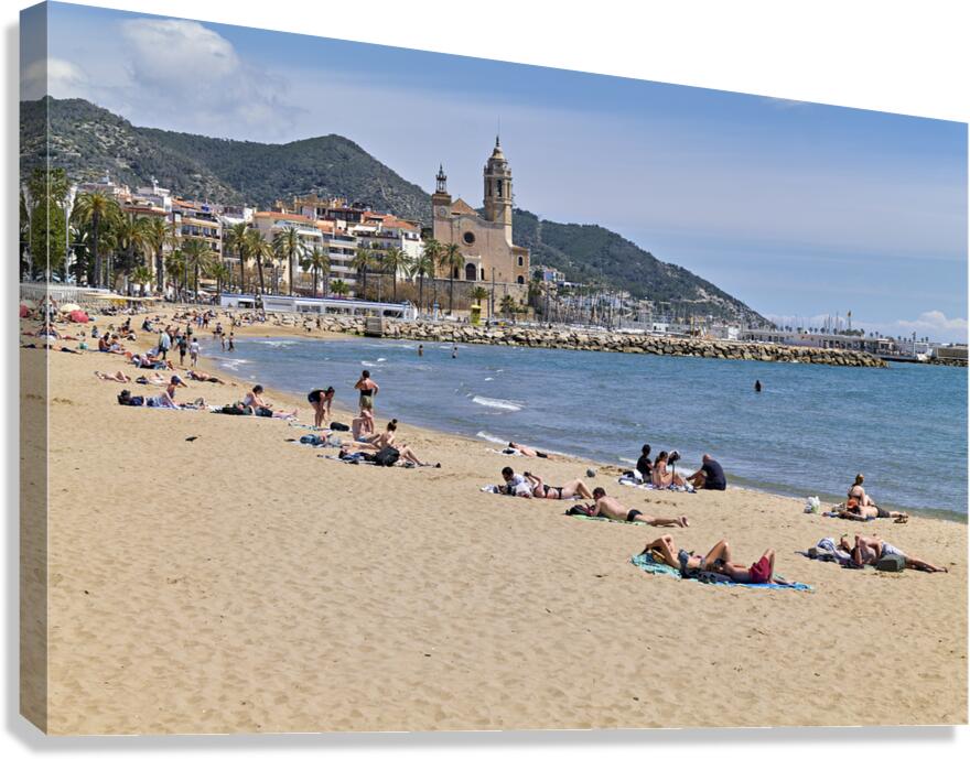 Sitges Catalunya Spain. Panorama view from the beach