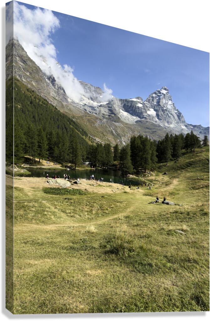 Breuil Cervinia Aosta Valley Italy. Bleu Lake and Matterhorn