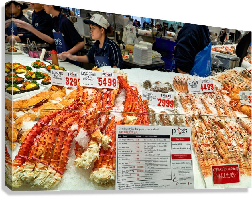Fresh seafood display at Peters Sydney Fish Market.