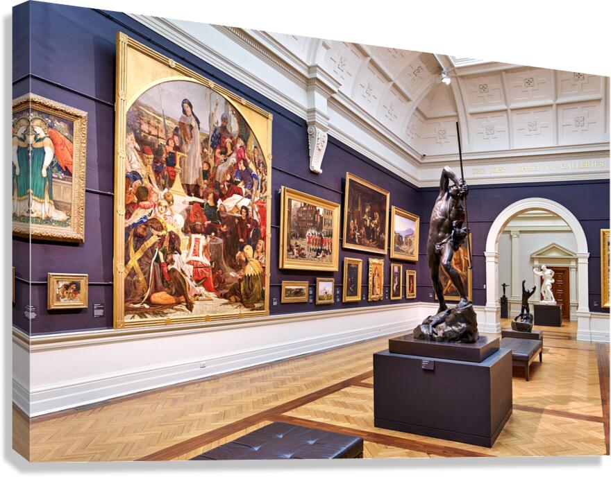 Art gallery with various paintings and sculptures in Sydney