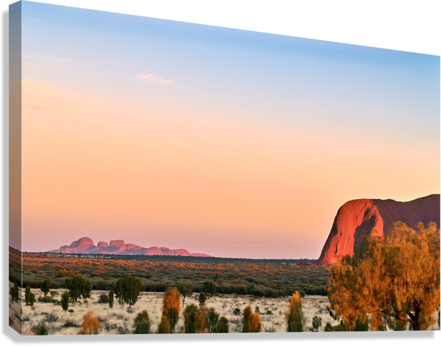 Uluru and Kata Tjuta at sunset Australia.