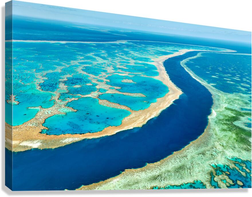 Aerial view of the Great Barrier Reefs vibrant coral formations