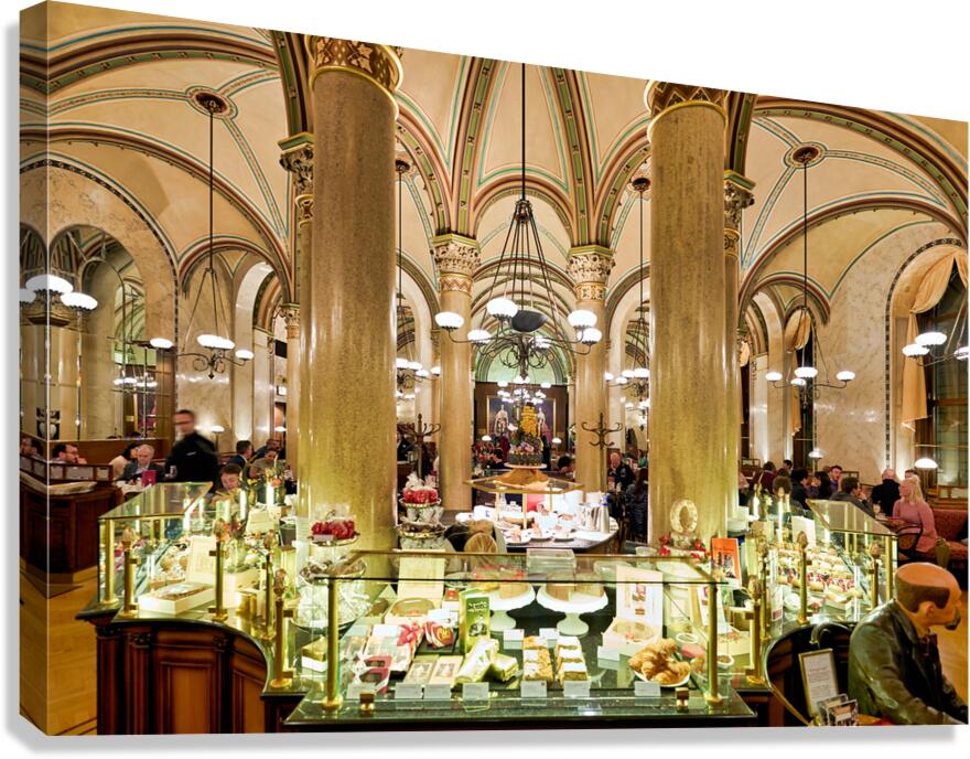 Historic cafe interior ornate architecture people enjoying pas