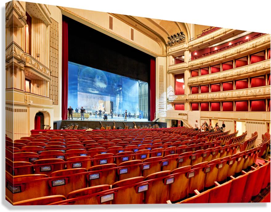 Grand opera house interior stage being prepared empty audience