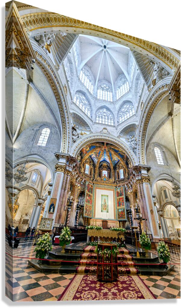 Valencia Cathedral features interior design and altar in Spain