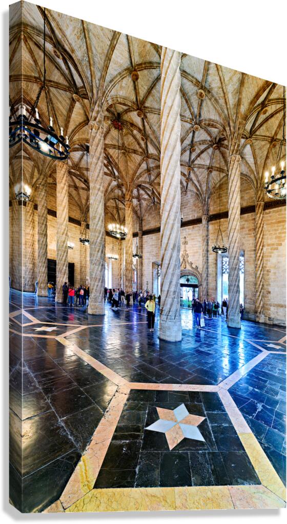 Tourists visit Lonja de la Seda in Valencia Spain during daytime