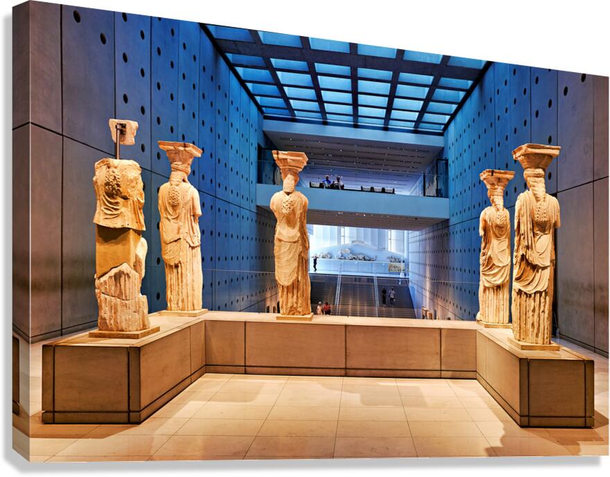 Caryatids on display at Acropolis Museum in Athens Greece
