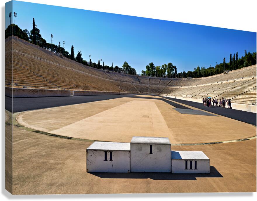 Panathenaic Stadium site in Athens shows a wide view of its trac