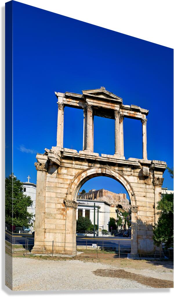 Hadrians Arch stands tall in Athens Greece under a clear sky