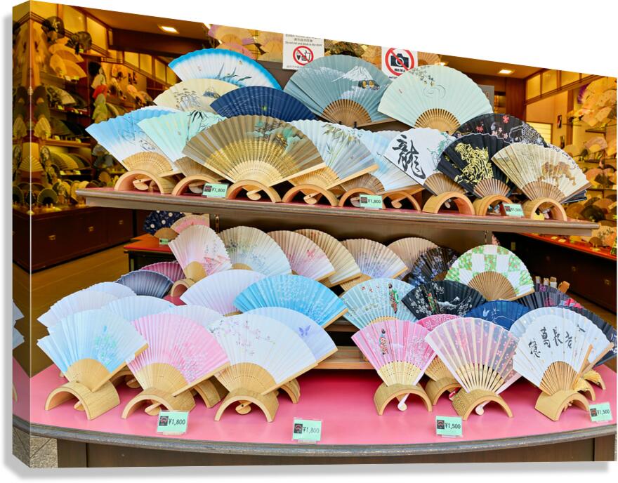 Folding fans display in Higashiyama district of Kyoto Japan
