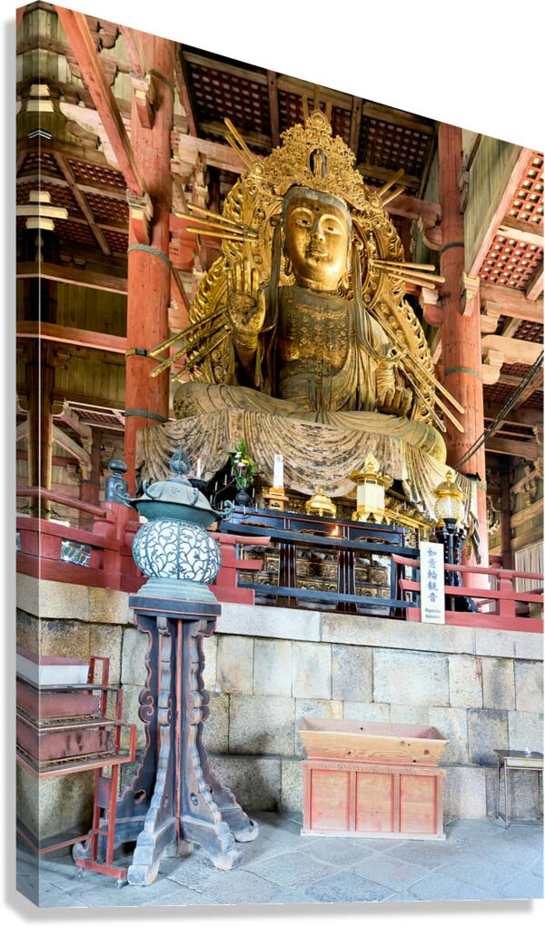Nyoirin Kannon statue stands in Todai ji temple in Nara Japan