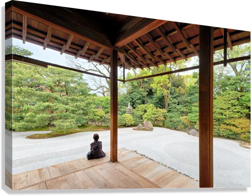 Meditation at Nishiki Tenmangu temple shrine in Kyoto Japan