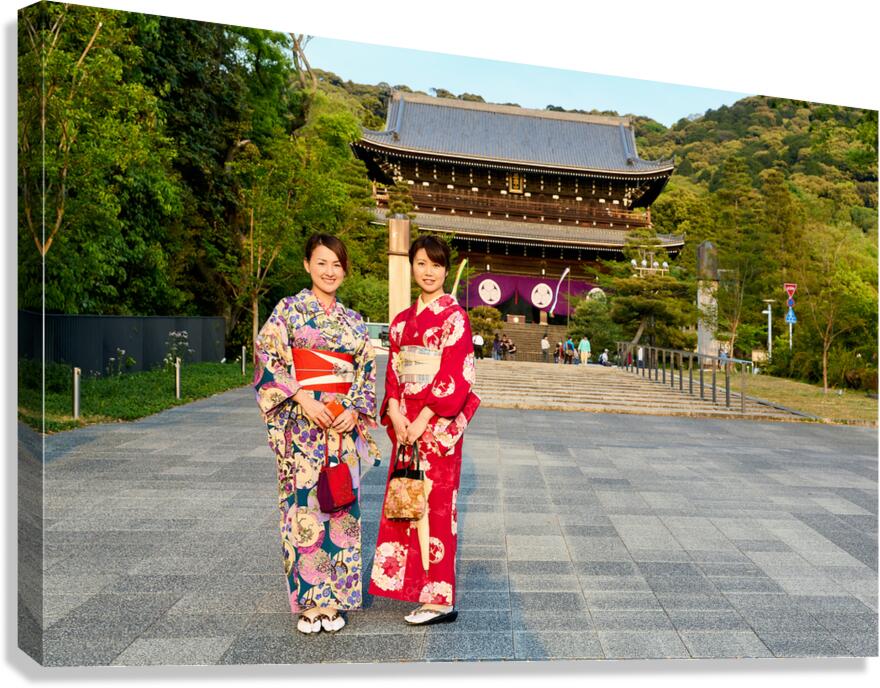 Women wear traditional kimono at Chion in temple in Kyoto Japan