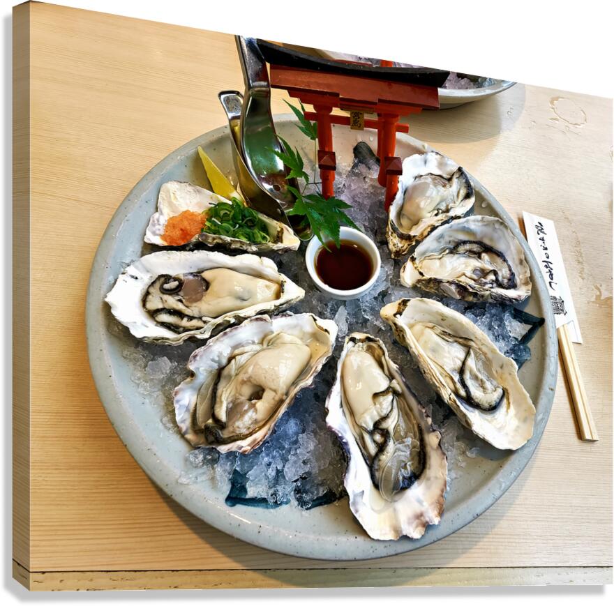 Fresh giant oysters served in Miyajima Hiroshima region of Japa
