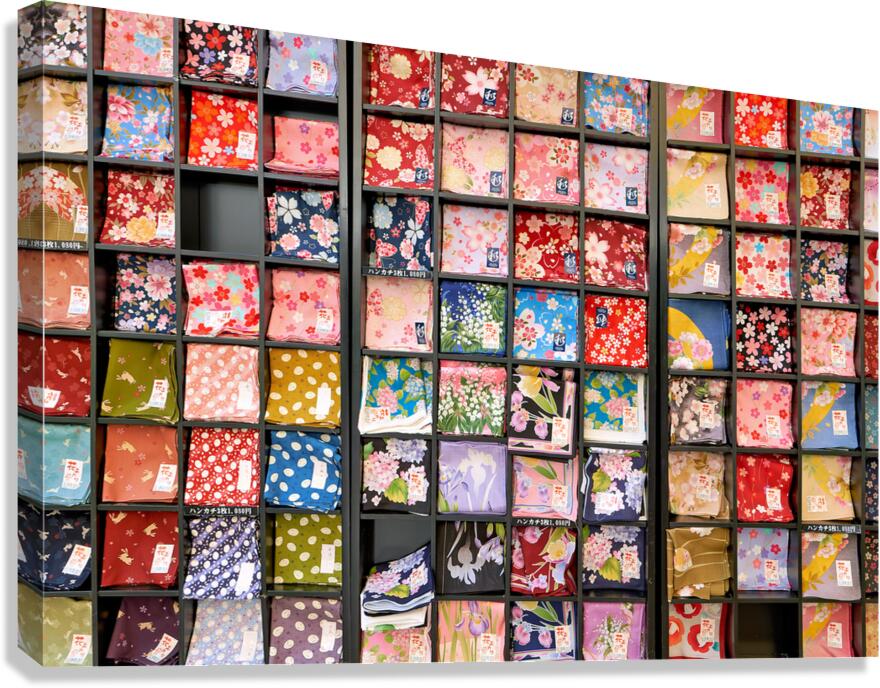 Artistic handkerchiefs displayed in Miyajima Hiroshima Japan