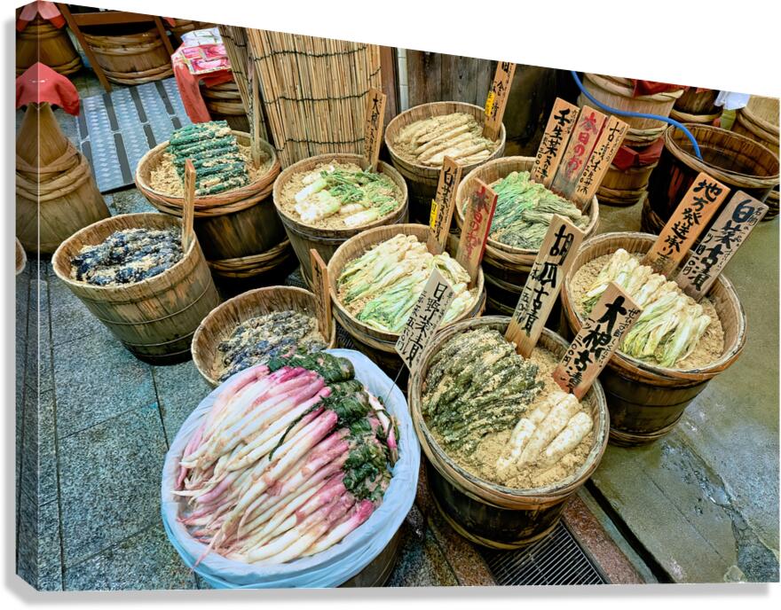 Market display of pickled vegetables in Nishiki Market Kyoto