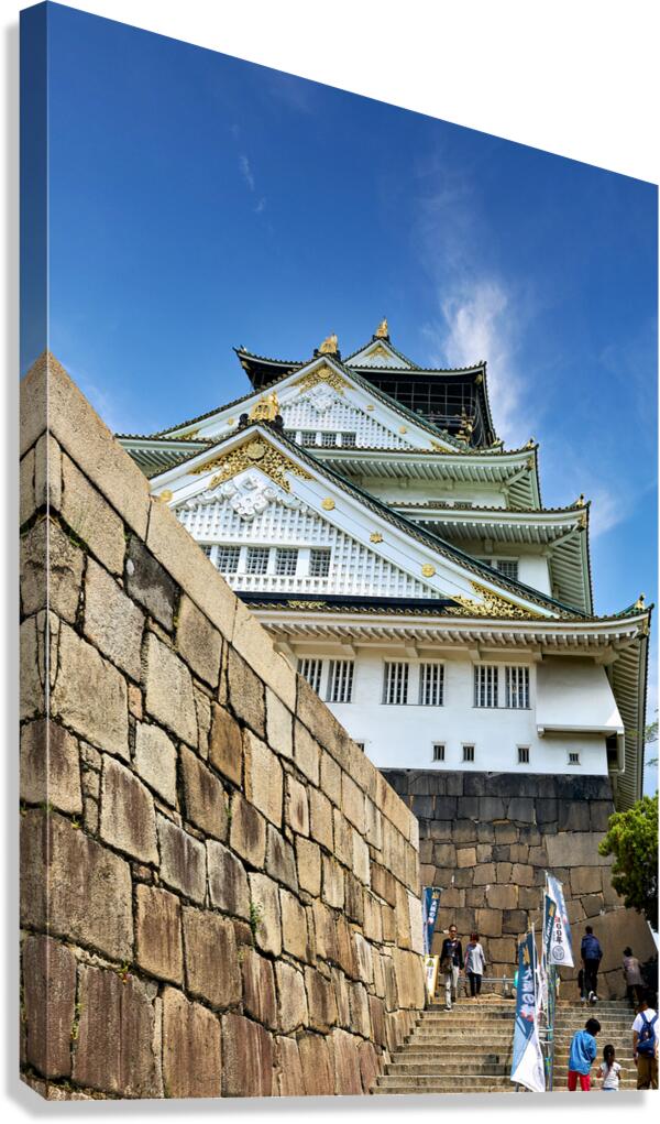 Osaka Castle stands tall in Kansai region of Japan under blue sk