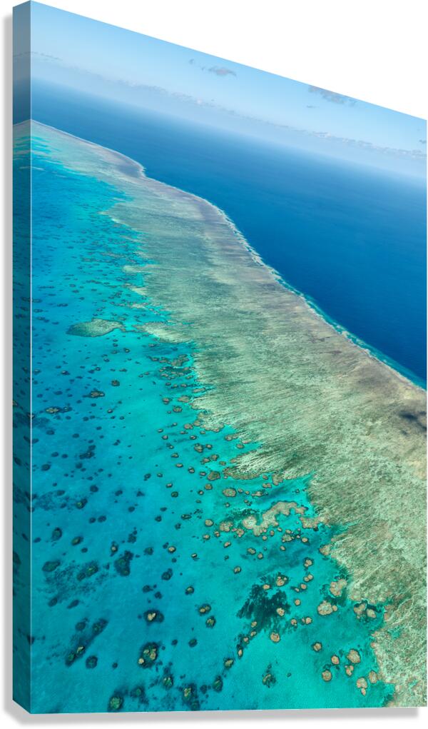 Aerial view of the Great Barrier Reef Australia.