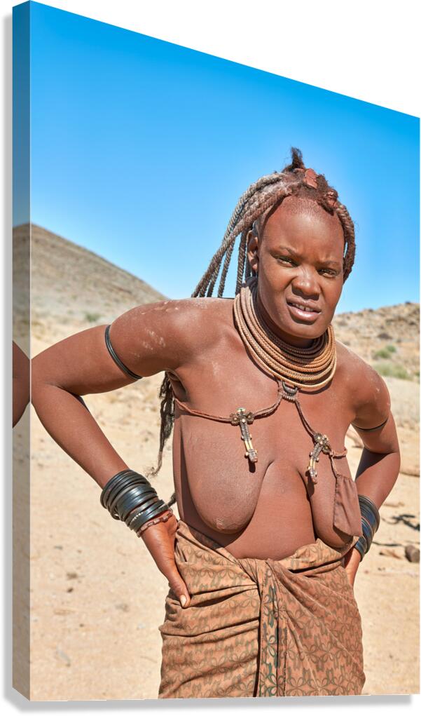 Portrait of Himba woman in Kunene region of Namibia during dayti