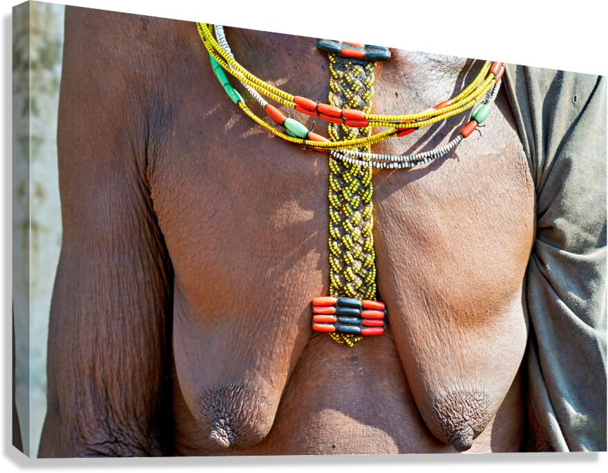 Jewelry and body art of a Zemba woman in Kunene Region Namibia