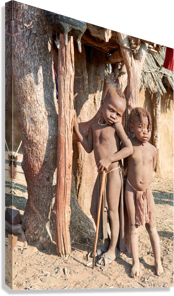 Children at home in Himba village in Kunene Region Namibia