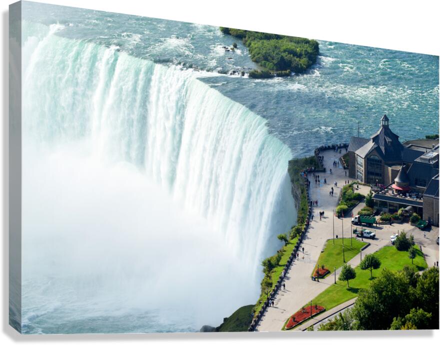 Iconic Niagara Falls viewing platform and visitor center.