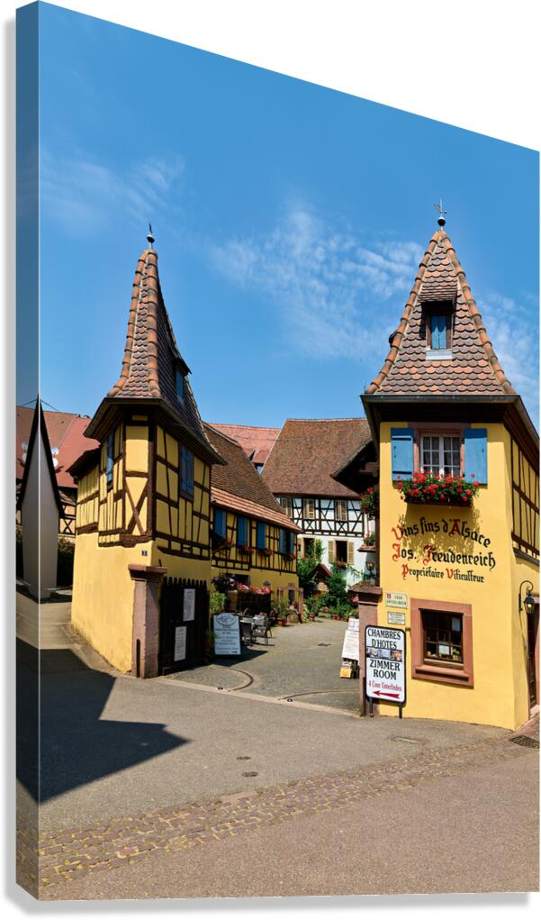 Timber framed houses in Eguisheim village along Alsace Wine Rout