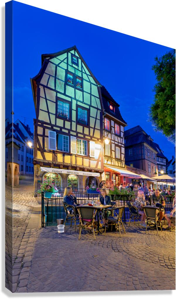 Evening dining at timber framed houses in Colmar Alsace