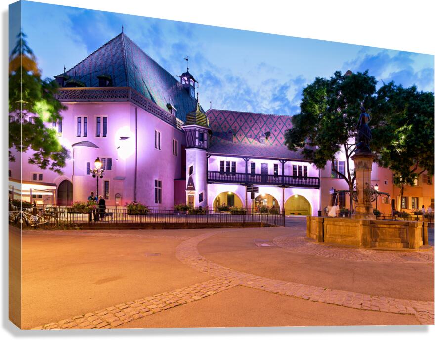 Evening view of Koifhus old custom house in Colmar Alsace