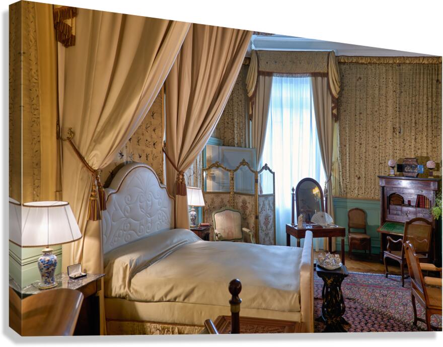 Details of a bedroom in Cheverny Chateau in Loire Valley of Fran