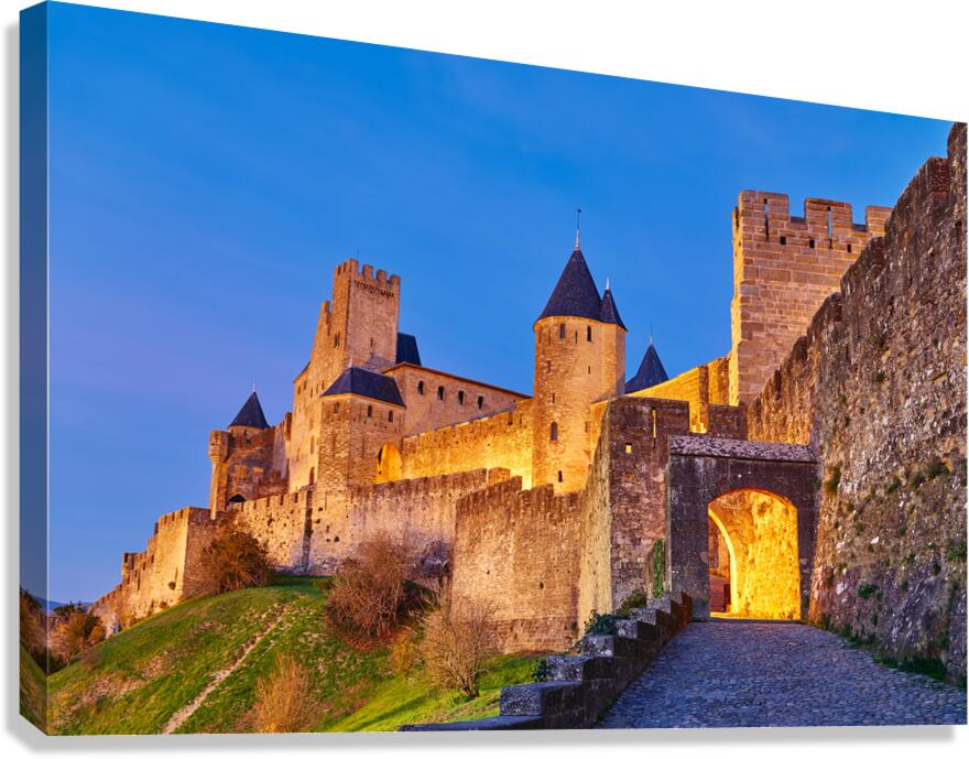 Explore the historic walls of Carcassonne in France during sunse