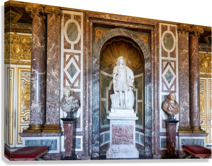 Statue and busts in the Palace of Versailles in Paris France