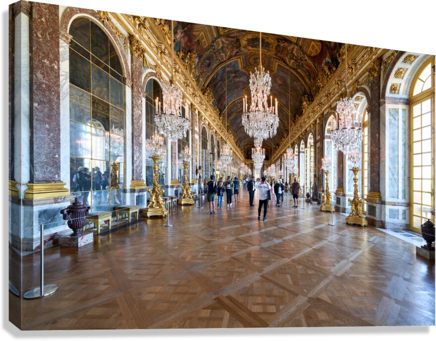 Visitors walk through the Hall of Mirrors at Palace of Versaille