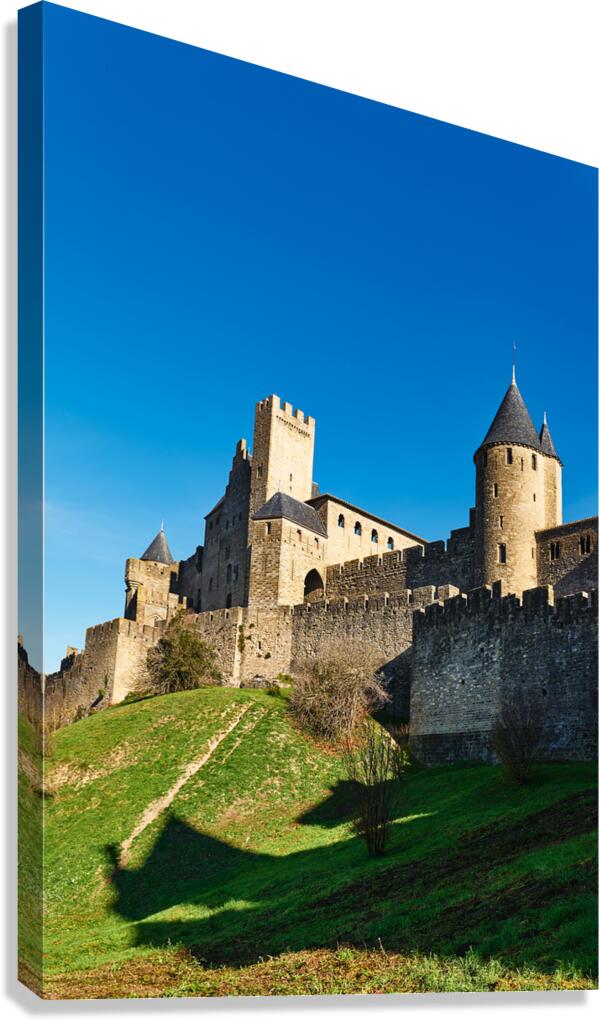 Visit to the historic fortress of Carcassonne in France on a sun