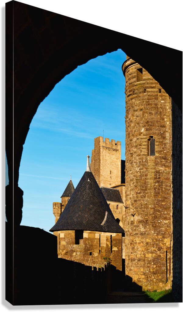 View of the towers in Carcassonne France during a sunny day