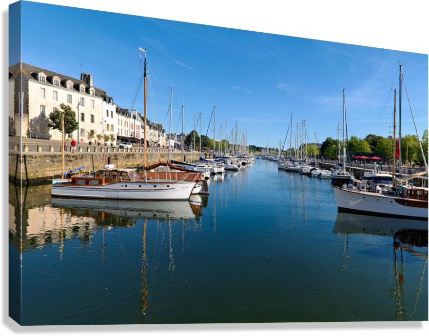 Boats moored in Vannes port on a clear day in Brittany France