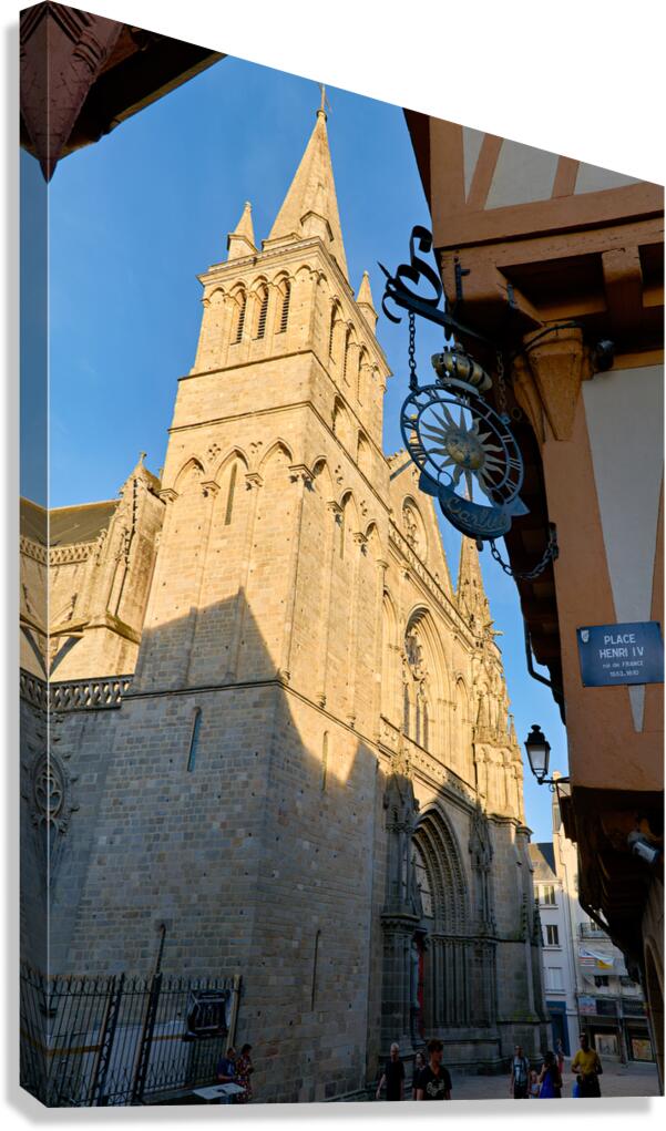 Visitors walk near Saint Pierre Cathedral in Vannes France