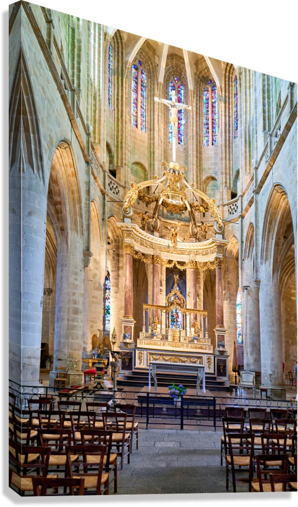 Basilica of St Saviour in Dinan France with church interior view