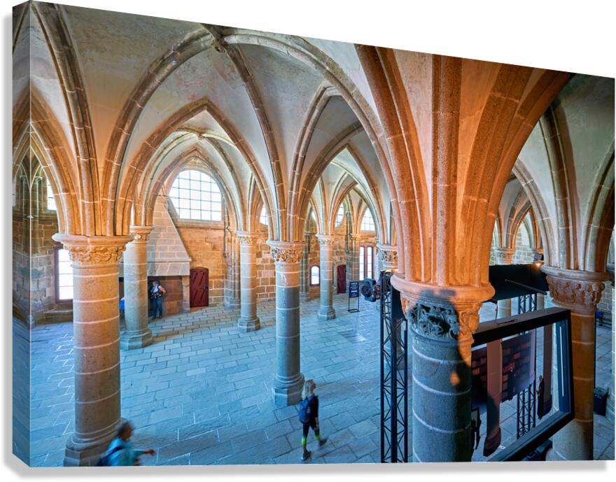 Inside Mont Saint Michel Abbey in Normandy France during daytim