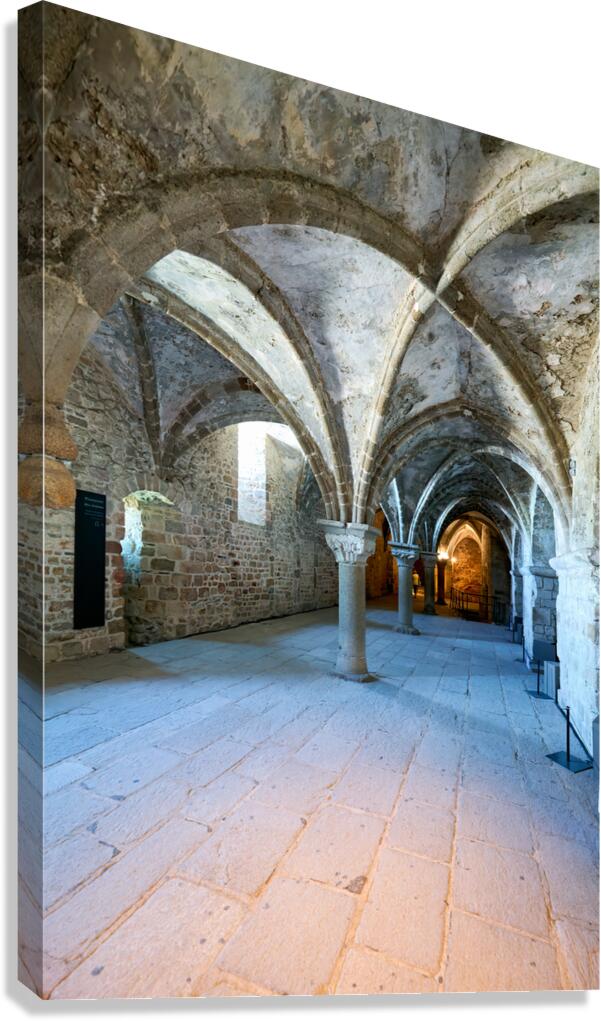 Exploring the Promenoir des Moines inside Mont Saint Michel Abbe