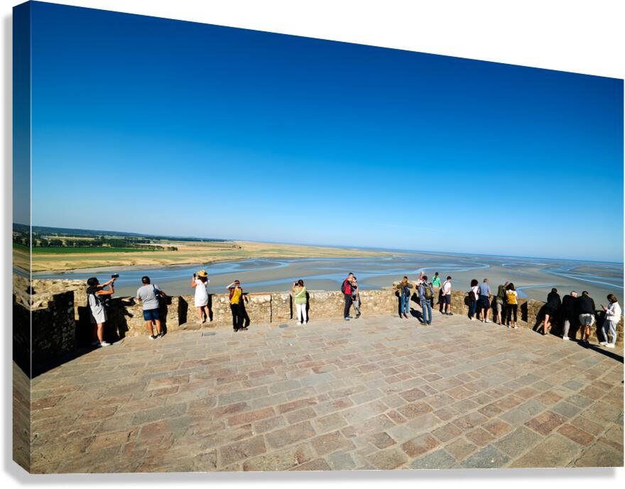 Aerial view of Mont Saint Michel in Normandy during low tide