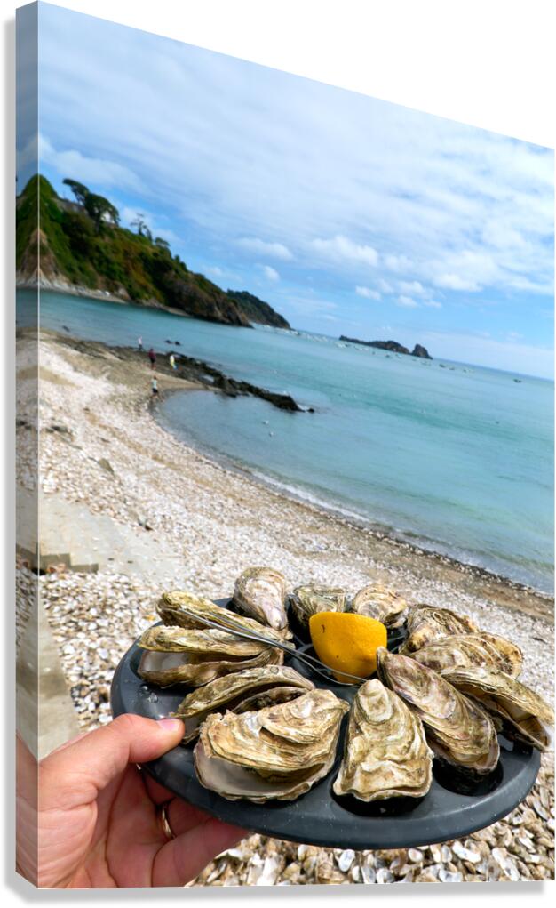 Oysters served on the beach in Cancale Brittany France