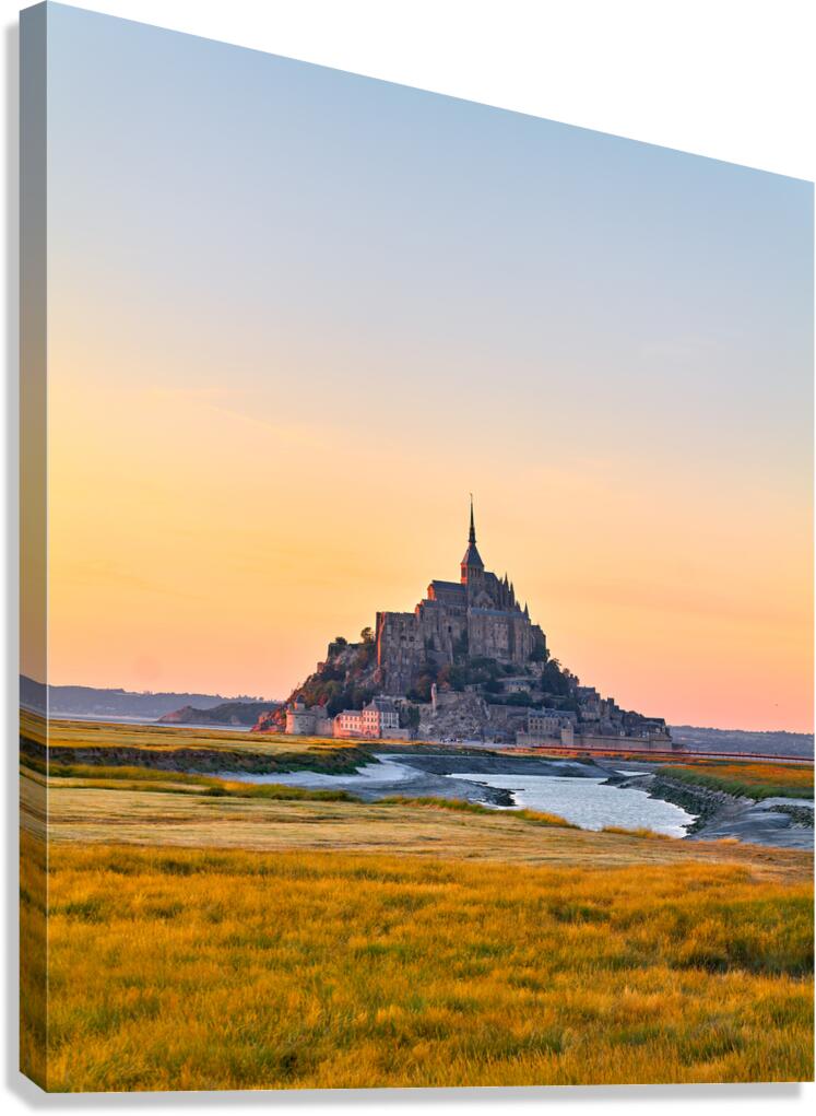 Mont Saint Michel in Normandy France during dusk hours